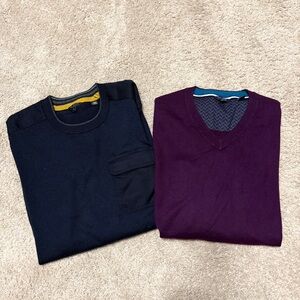 Ted Baker Men's Crewneck and V-Neck Sweaters - Navy & Plum 5 XL